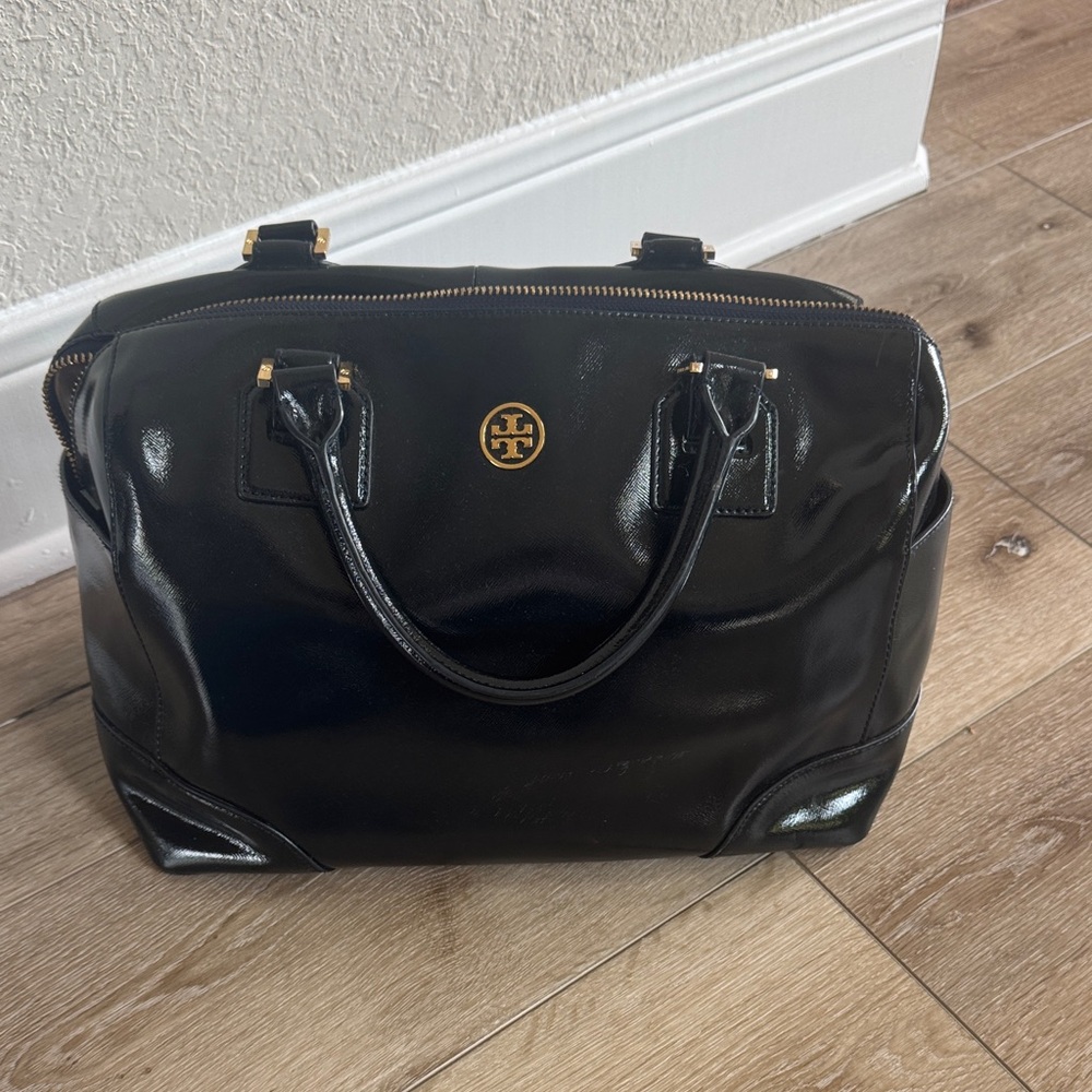 Tory Burch Deep Navy Patent Leather Handbag Purse satchel